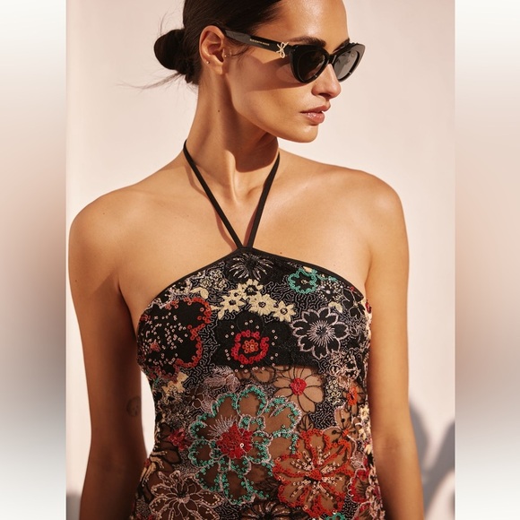 NEW WITH TAGS AGUA BENDITA SARI HALTER MAXI DRESS - Picture 3 of 9